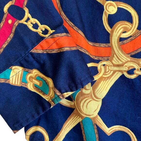 L-Ralph Lauren Sz L Signature Equestrian Print Long Sleeve Button Down Shirt - Picture 9 of 16